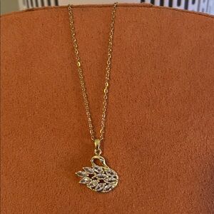 New Elegant Gold and Moisanite Swan Pendant Necklace